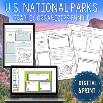 Preview of Digital National Park Research Graphic Organizers - National Parks Week Project