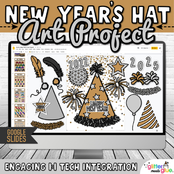 Preview of Digital New Year's Resolution 2024 Craft: Party Hat Activity & Writing Prompts