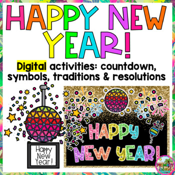 Preview of Digital 2024 New Year Activities, Countdown, Resolutions, Traditions, & Writing
