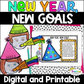 Preview of Digital New Years 2023 Goal Writing Activity and Craft | Goal Bulletin Board