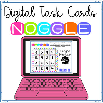 Preview of Digital Noggle Task Cards ~ Mind Boggling Math Boggle ~ Math Challenge