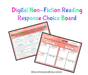 Preview of Digital Non-Fiction Reading Response Board
