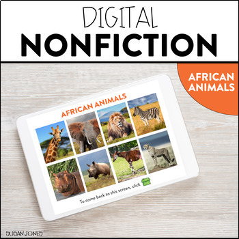 Preview of Distance Learning Nonfiction Comprehension Passages: African Animals