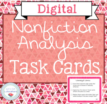 Preview of Digital Nonfiction Analysis Close Reading Task Cards