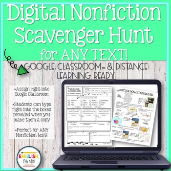 Preview of Digital Nonfiction Scavenger Hunt-Google Classroom & Distance Learning Ready