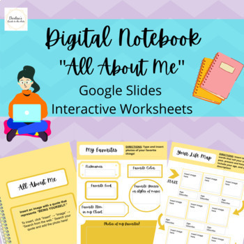 Preview of Digital Notebook "All About Me" Google Slides Interactive Worksheets