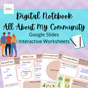 Preview of Digital Notebook "All About My Community" Interactive Google Slides