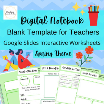 Preview of Digital Notebook "Blank Template for Teachers" spring google slides