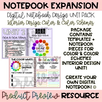 Preview of Digital Notebook EXPANSION pack Color+Color Schemes | Interior Design | FACS |