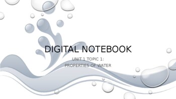 Preview of Digital Notebook - Examining the Properties of Water