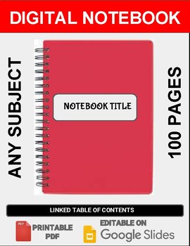 Preview of Digital Notebook For Any Subject (100 Pages - Google Slides) Distance Learning