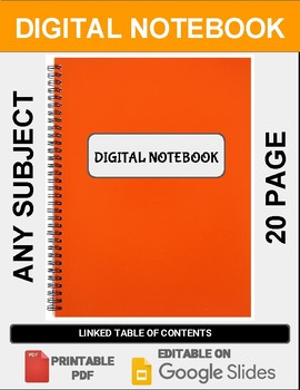Preview of Digital Notebook For Any Subject (20 Pages - Google Slides) Distance Learning
