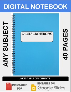 Preview of Digital Notebook For Any Subject (40 Pages - Google Slides) Distance Learning