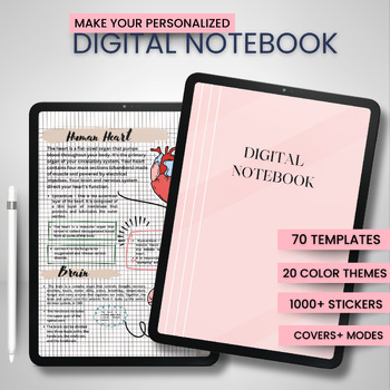Preview of Digital Notebook | Hyperlinked Notebook | 20 Color Themes | Notebook Templates |