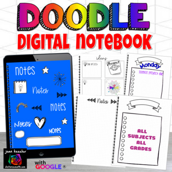 Preview of Digital Notebook for Any Subject Grade Doodle Theme