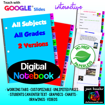 Preview of Digital Notebooks (2 versions) for ANY Subject 