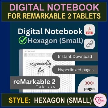 Preview of Haxagon (Small), Digital Notebooks for reMarkable 2 Tablets, Hyperlinked PDFs