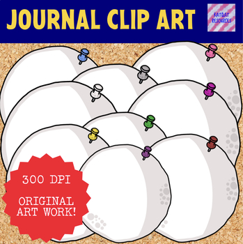 Preview of Digital Notepaper / Journal Clip Art - Round Push Pin Clip Art