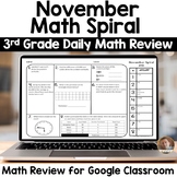 Digital November Math Spiral Review for Google Classroom: 