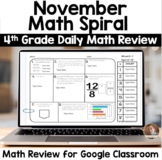Digital November Math Spiral Review for Google Classroom: 