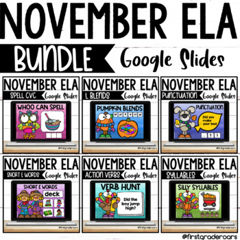 Preview of Digital November Phonics ELA Centers on Google Slides BUNDLE 