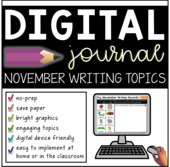 Preview of Digital November Writing Journal for K-2