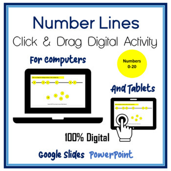 Preview of Digital Number Lines Activities Grades K-1 Digital Distance Learning