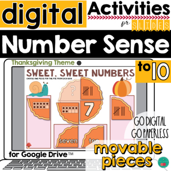 Preview of Digital Number Sense Thanksgiving Math Activity for Google Slides