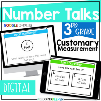 Preview of Digital Number Talks 3rd Grade Customary Measurement Math Warm Ups