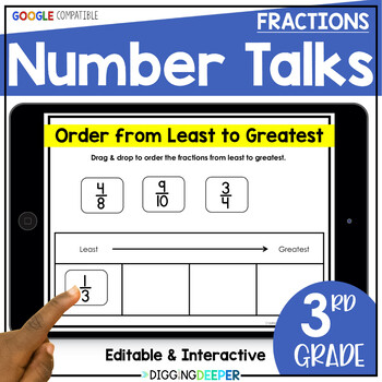 Preview of Digital Number Talks 3rd Grade FRACTIONS Math WarmUps