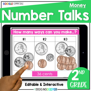 Preview of Digital Number Talks Money Second Grade - Math Warmups