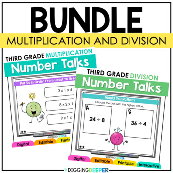 Preview of Digital Number Talks Multiplication and Division Math WarmUps BUNDLE