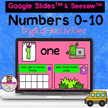 Preview of Digital Math Center 0-10 Number Recognition Google Slides & Seesaw