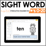 Digital Numbers 0 to 20 Sight Word Reader Bundle | Number 