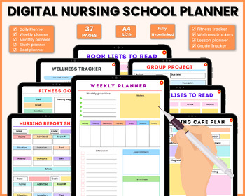 Preview of Digital Nursing School Planner 37Pages | Nursing Notes | Planner For Nursing