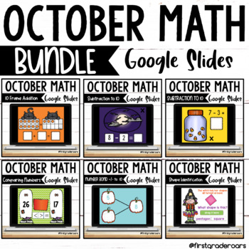 Preview of Digital October Math Centers on Google Slides BUNDLE | Distance Learning