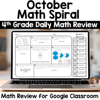 Preview of Digital October Math Spiral Review for Google Classroom: Daily Math 4th Grade