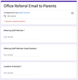 Digital Office Referral with Automatic Email to Parents