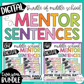 Preview of Digital Only Mentor Sentences for Middle School Grammar | Two Volume Bundle