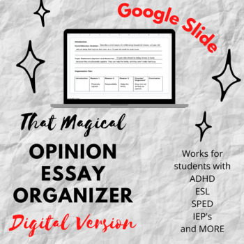 Preview of Digital Opinion Essay Organizer - Google Slide