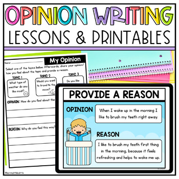 Preview of Opinion Writing Unit with Lesson Slides & Printables - First Grade Writing Unit