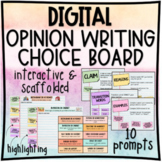 Digital Opinion Writing Prompt Choice Board - Notebook