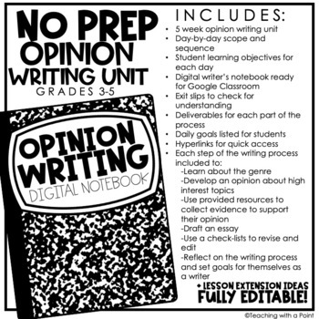 Preview of Digital Opinion Writing Unit
