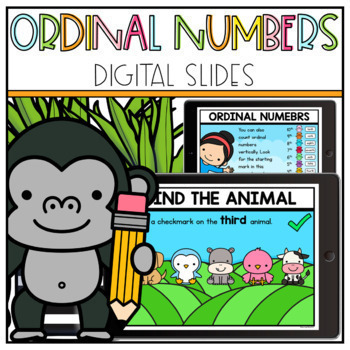 Preview of Digital Ordinal Numbers Kindergarten & First Grade - Counting Google Slides Math
