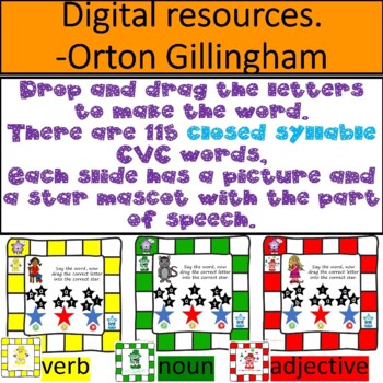 Preview of Digital, Orton Gillingham - 115 closed syllables drop and drag