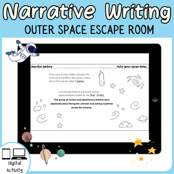 Preview of Digital Outer Space Themed Narrative Writing Escape Room - Story & Puzzles