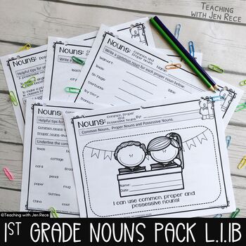 Preview of First Grade Common, Proper & Possessive Nouns L.1.1B with Easel Activity