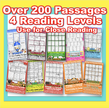 Preview of Digital Resources & PDFs Close Reading LEVELED Full Year BUNDLE CC Aligned