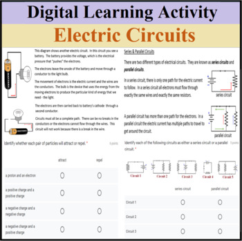 Preview of Digital Learning Activity - Electric Circuits - Distance Learning