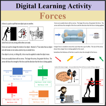 Preview of Digital Learning Activity - Forces - Distance Learning